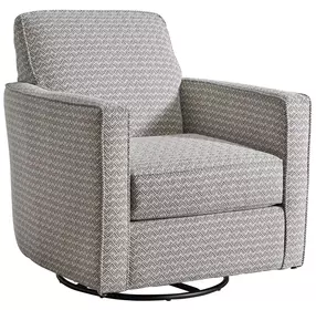 Amos Dusk Gray and White Upholstered Swivel Glider Accent Chair
