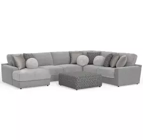 Canyon Platinum 5 Piece Modular LAF Chaise Sectional with Pillows