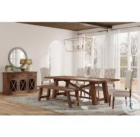 Newberry Medium Brown Rectangular Extendable Dining Room Set