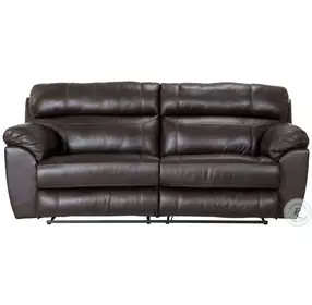 Costa Chocolate Leather Lay Flat Reclining 91" Sofa