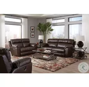 Costa Chocolate Leather Lay Flat Reclining Living Room Set