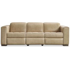Nest Cream Leather 96" Power Motion Sofa