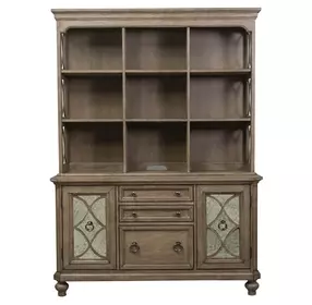 Simply Elegant Heathered Taupe 56" Credenza with Hutch