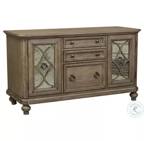 Simply Elegant White Brown And Heathered Taupe Credenza