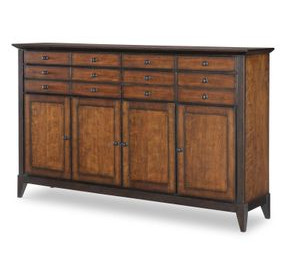 Fenmore Mocha and Distressed Cherry 4 Door Credenza