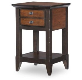 Fenmore Mocha and Distressed Cherry 1 Drawer Nightstand with USB Charging