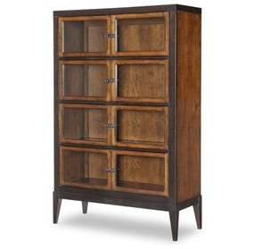 Fenmore Mocha and Distressed Cherry 8 Door Display Cabinet with LED