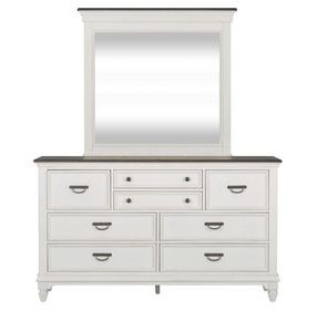 Allyson Park Wirebrushed White and Charcoal 8 Drawer Dresser with Mirror