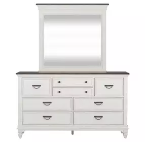 Emerson Park Wirebrushed White and Charcoal 8 Drawer Dresser with Mirror