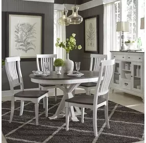Allyson Park Wirebrushed White and Charcoal 5 Piece Extendable Gathering Dining Set