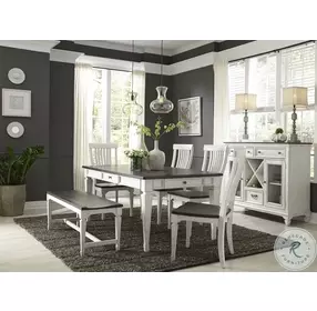 Emerson Park Wire Brushed White And Charcoal Rectangular Leg Dining Room Set