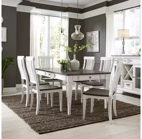 Allyson Park Wirebrushed White and Charcoal 7 Piece Dining Set with Storage
