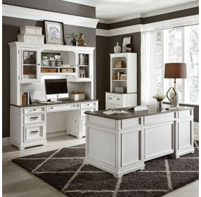 Allyson Park Wirebrushed White and Charcoal 3 Piece Executive Desk Set