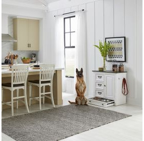 Allyson Park Wirebrushed White and Charcoal 1 Door Pet Feeder Cabinet