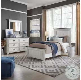 Allyson Park Wire Brushed White And Charcoal Youth Panel Bedroom Set