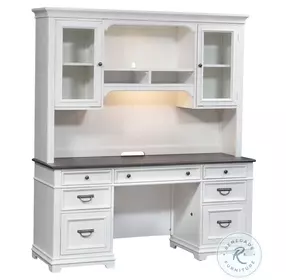 Allyson Park Wire Brushed White And Charcoal Credenza with Hutch