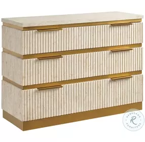 La Costa Veneered limestone And satin gold Montage Stone Hall Chest