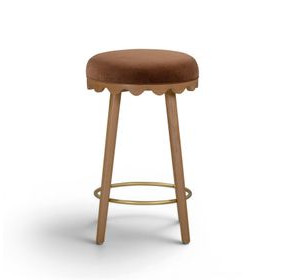 Oodle Light Walnut Performance Vegan Mohair Upholstered Counter Height Stool