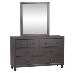 Garden View Dark Gray 6 Drawer Dresser with Mirror