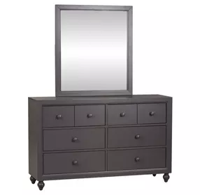 Cottage View Dark Gray 6 Drawer Dresser with Mirror