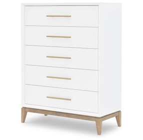 Melrose Cloud White and Desert Oak 5 Drawer Chest