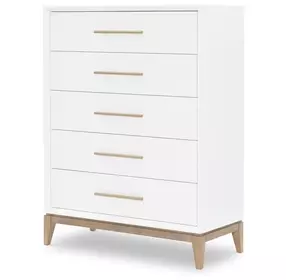 Melrose Cloud White and Desert Oak 5 Drawer Chest