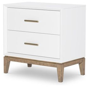 Melrose Cloud White and Desert Oak 2 Drawer Nightstand with USB Charging