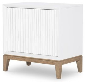 Melrose Cloud White and Desert Oak 2 Door Nightstand with USB Charging