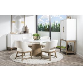 Melrose Cloud White and Desert Oak 54" Round Dining Room Set