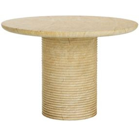 Rhenora Travertine Look 43" Round Concrete Top Outdoor Dining Table
