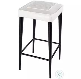 Maxwell White Leather Backless Bar Stool