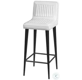 Maxwell White Leather Short Back Bar Stool