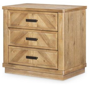 Torrance Aged Driftwood 3 Drawer Nightstand with USB Charging
