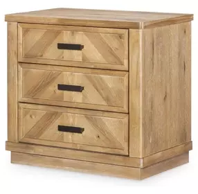 Torrance Aged Driftwood 3 Drawer Nightstand with USB Charging