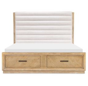 Torrance Aged Driftwood and Tangier Sterling King Upholstered Storage Panel Bed