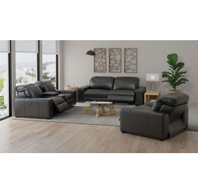 Ferrara Black Leather Zero Gravity Power Reclining Living Room Set with Power Headrest and USB Charging