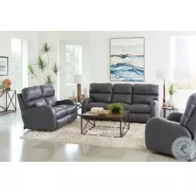 Angelo Gunmetal Lay Flat Power Reclining Living Room Set with Power Headrest