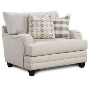 Basic Wool Beige Performance Fabric Accent Chair with Throw Pillows