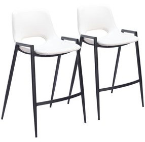 Desi White and Black Counter Height Stool Set of 2