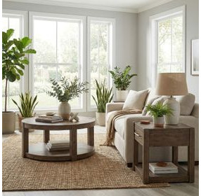 Broadmore Cobblestone Brown Round Occasional Table Set