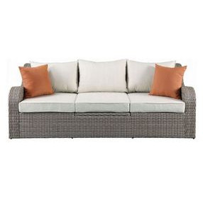 Salena Beige 82" Outdoor Sofa and 2 Ottomans
