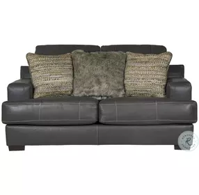 Marco Gunmetal Italian Top Grain Leather Match 67" Loveseat