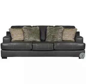 Marco Gunmetal Italian Top Grain Leather Match 92" Sofa
