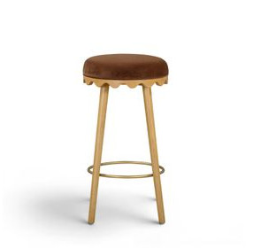 Oodle Bronze Performance Vegan Mohair Upholstered Bar Stool