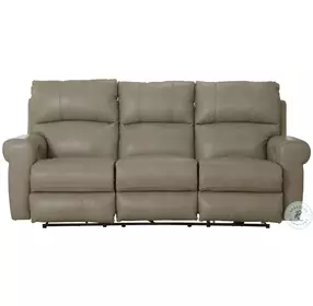 Torretta Putty Leather Lay Flat Power Reclining 87" Sofa