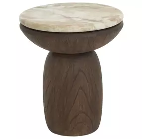 Orina Macchiato and Brown Outdoor Round End Table