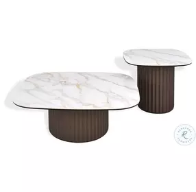 LP 459 Carrara Gold Ceramic Top And Brushed Bronze Occasional Table Set