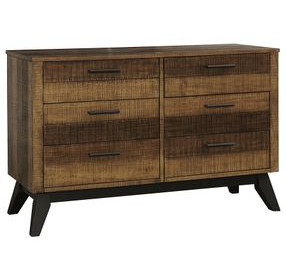 Urban Rustic Brushed Wheat and Black 6 Drawer Dresser