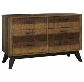 Urban Rustic Brushed Wheat and Black 6 Drawer Dresser
