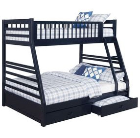 Ashton Navy Blue Twin Over Full Bunk Bed